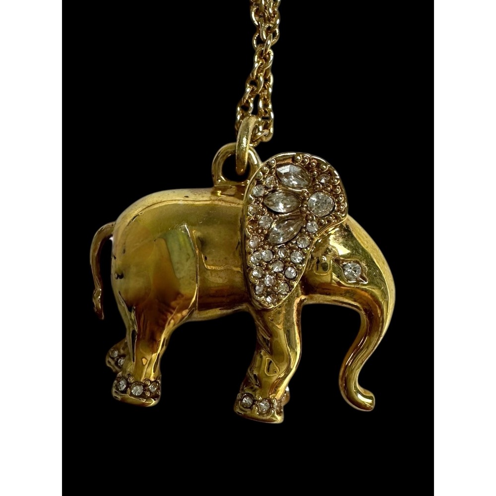 Kendra Scott Elephant Necklace Womens OS Gold Excellent Crystal Pave Pendant